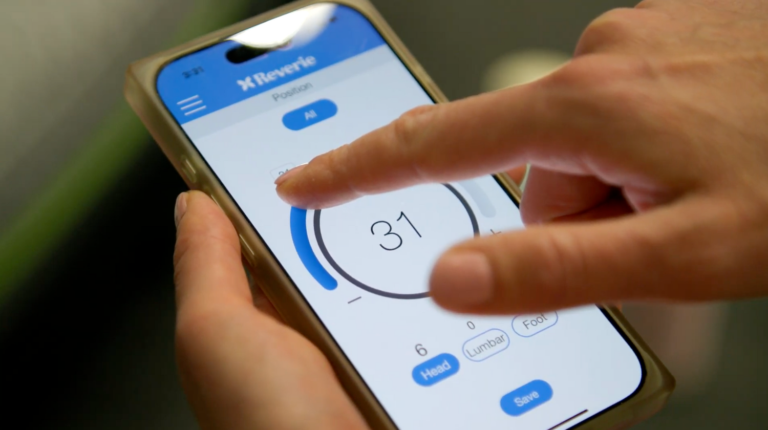 Person using a smartphone app on a blurred background