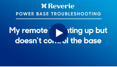 Reverie Power Base Troubleshooting video call with a blue background and play button.