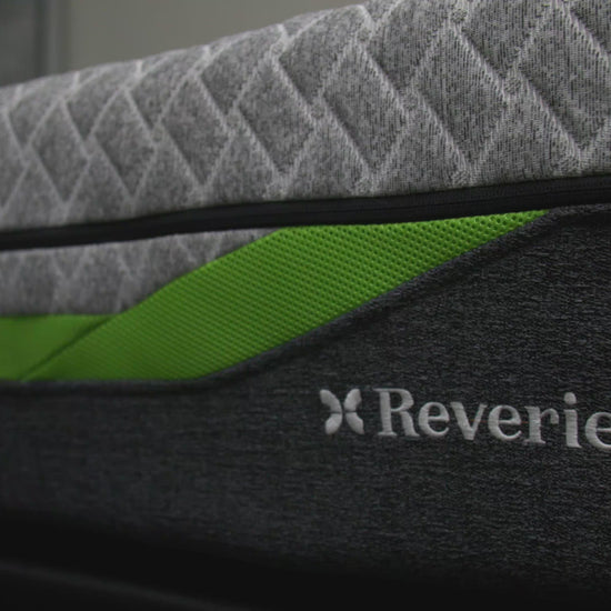 Video of Reverie mattress closeup in a dark room. 